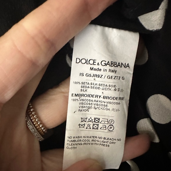 Dolce & Gabbana Silk Short Sleeve Shirt size IT 41 Polka dot DG logo - Picture 3 of 7